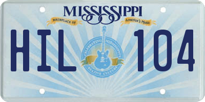 MS license plate HIL104