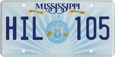 MS license plate HIL105