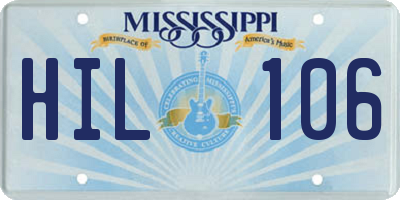 MS license plate HIL106