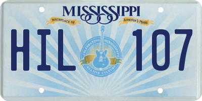 MS license plate HIL107