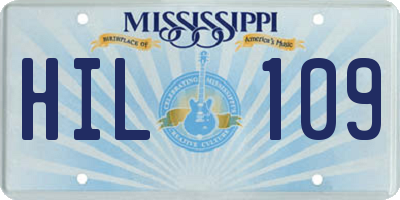 MS license plate HIL109
