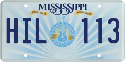 MS license plate HIL113