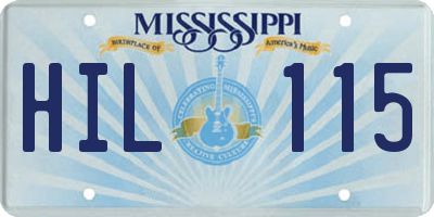 MS license plate HIL115