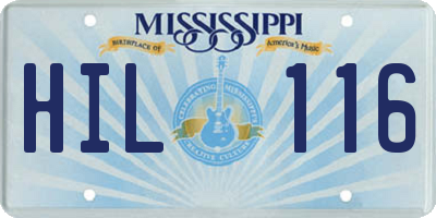 MS license plate HIL116