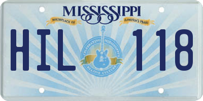 MS license plate HIL118
