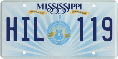 MS license plate HIL119