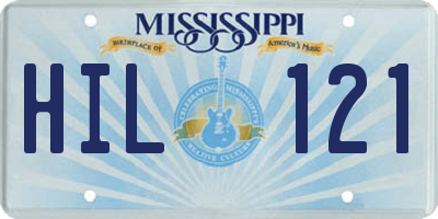 MS license plate HIL121