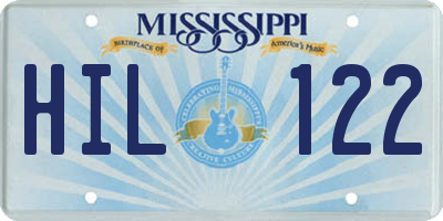 MS license plate HIL122