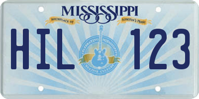 MS license plate HIL123