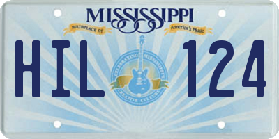 MS license plate HIL124