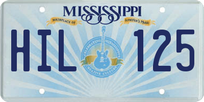 MS license plate HIL125