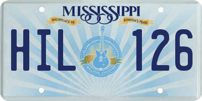 MS license plate HIL126