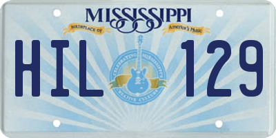 MS license plate HIL129