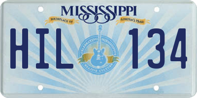 MS license plate HIL134