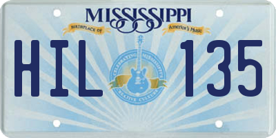 MS license plate HIL135
