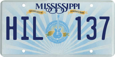 MS license plate HIL137