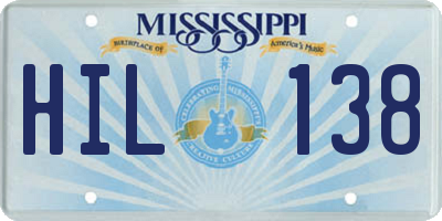 MS license plate HIL138