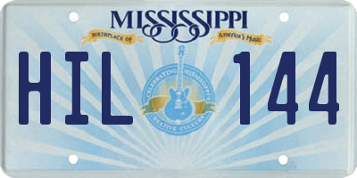 MS license plate HIL144