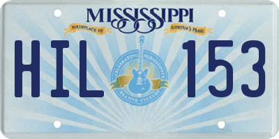 MS license plate HIL153