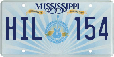 MS license plate HIL154