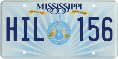 MS license plate HIL156