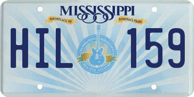 MS license plate HIL159