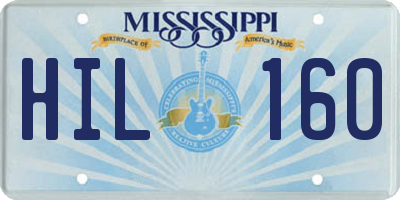 MS license plate HIL160