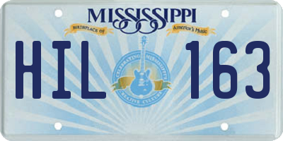 MS license plate HIL163