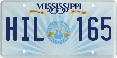MS license plate HIL165