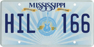 MS license plate HIL166