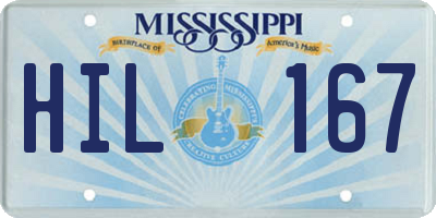 MS license plate HIL167