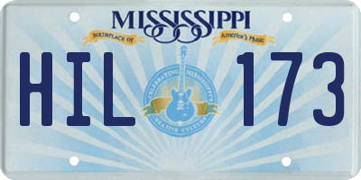 MS license plate HIL173
