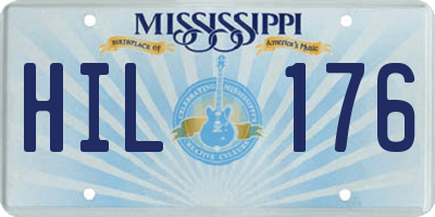 MS license plate HIL176