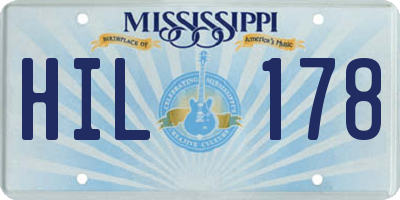 MS license plate HIL178