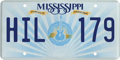 MS license plate HIL179
