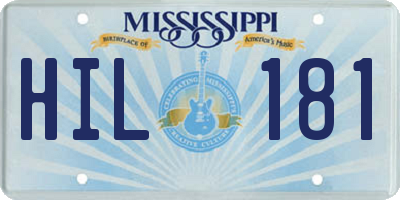MS license plate HIL181