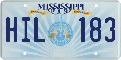 MS license plate HIL183