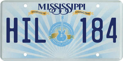 MS license plate HIL184