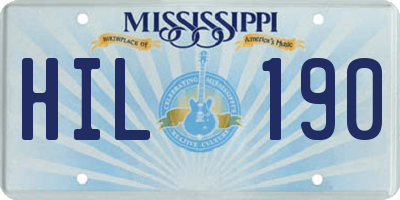 MS license plate HIL190