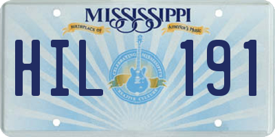 MS license plate HIL191