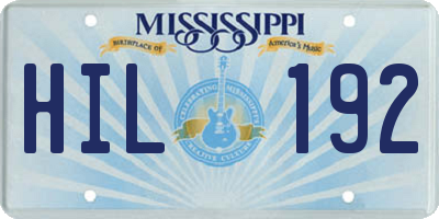 MS license plate HIL192