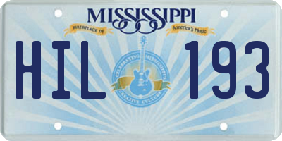 MS license plate HIL193