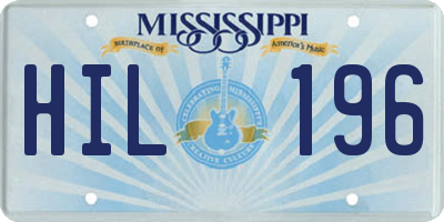 MS license plate HIL196