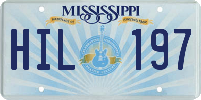 MS license plate HIL197