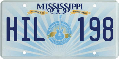 MS license plate HIL198