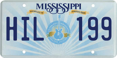 MS license plate HIL199