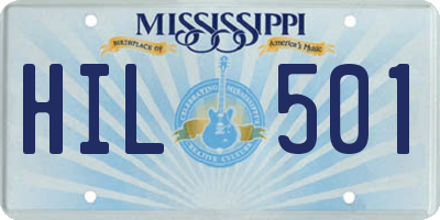 MS license plate HIL501