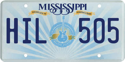 MS license plate HIL505