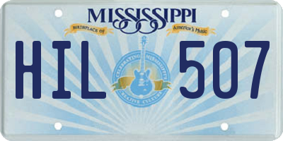 MS license plate HIL507