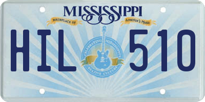 MS license plate HIL510